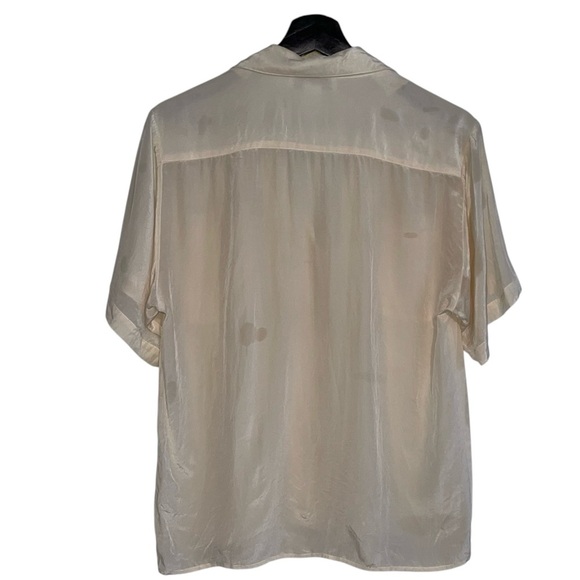 Balenciaga Vinyage Silk Short Sleeve Button Down cream top - Picture 2 of 9
